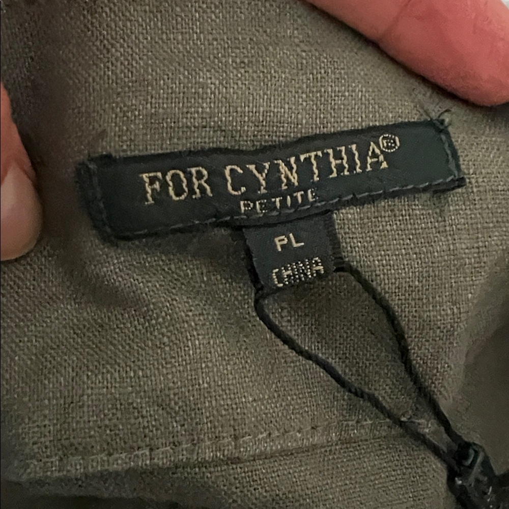 For Cynthia PL New w Tag 100% Linen Mid Skirt A Line Olive Green - Picture 3 of 10